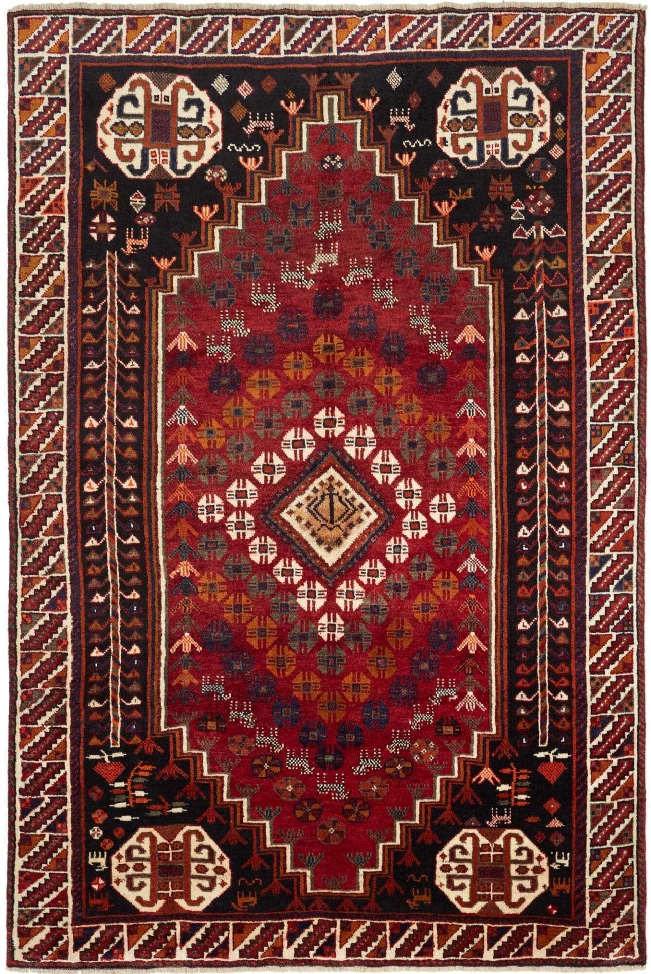 Hand-Knotted Shiraz Persian Rug, 173 × 255 cm, Wool