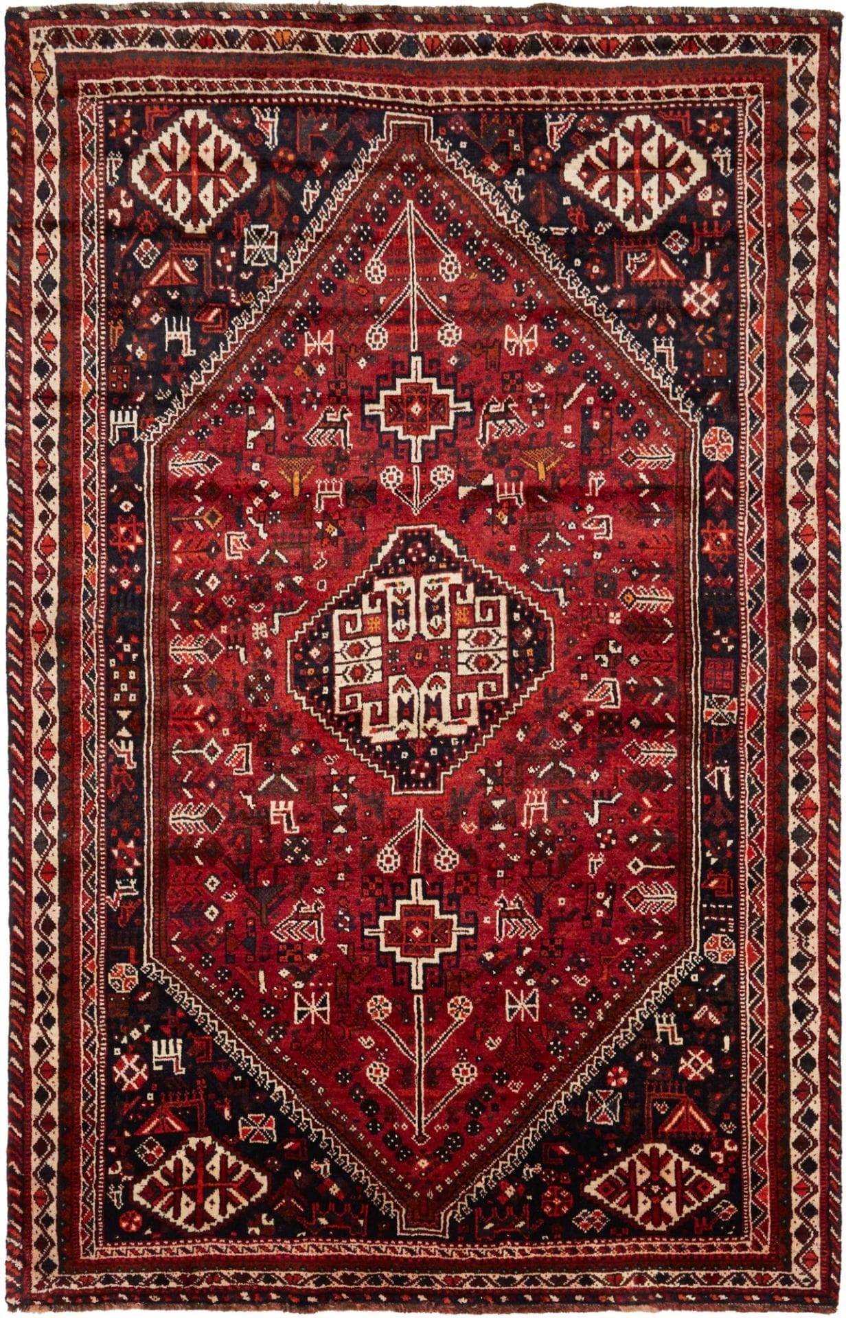 Hand-Knotted Shiraz Persian Rug, 171 × 260 cm, Wool