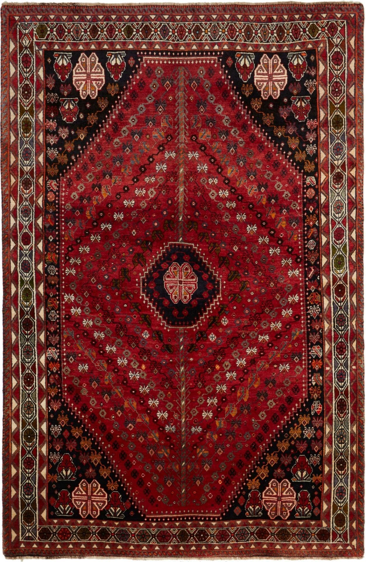 Hand-Knotted Shiraz Persian Rug, 165 × 250 cm, Wool