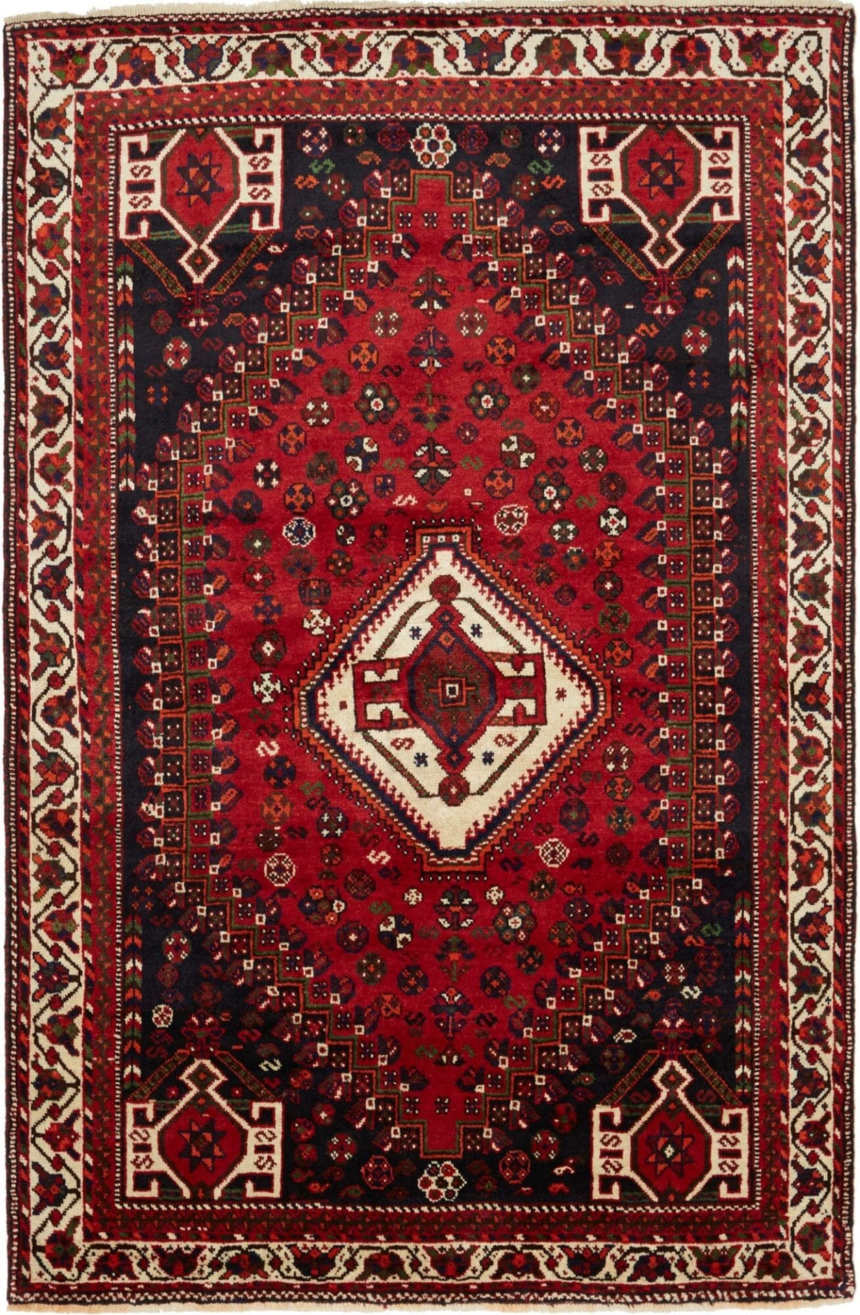 Hand-Knotted Shiraz Persian Rug, 163 × 250 cm, Wool