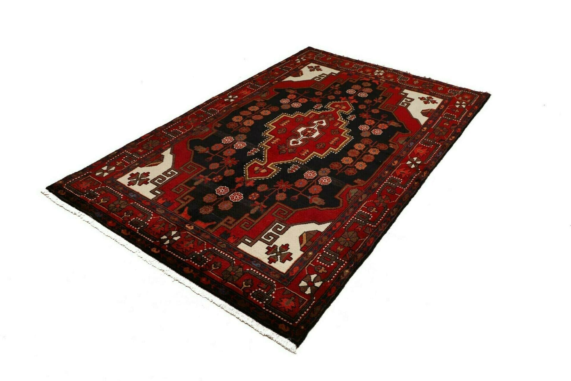 Alternative view of Hamadan Persian Rug 144 × 224 cm in Wool, hand-knotted