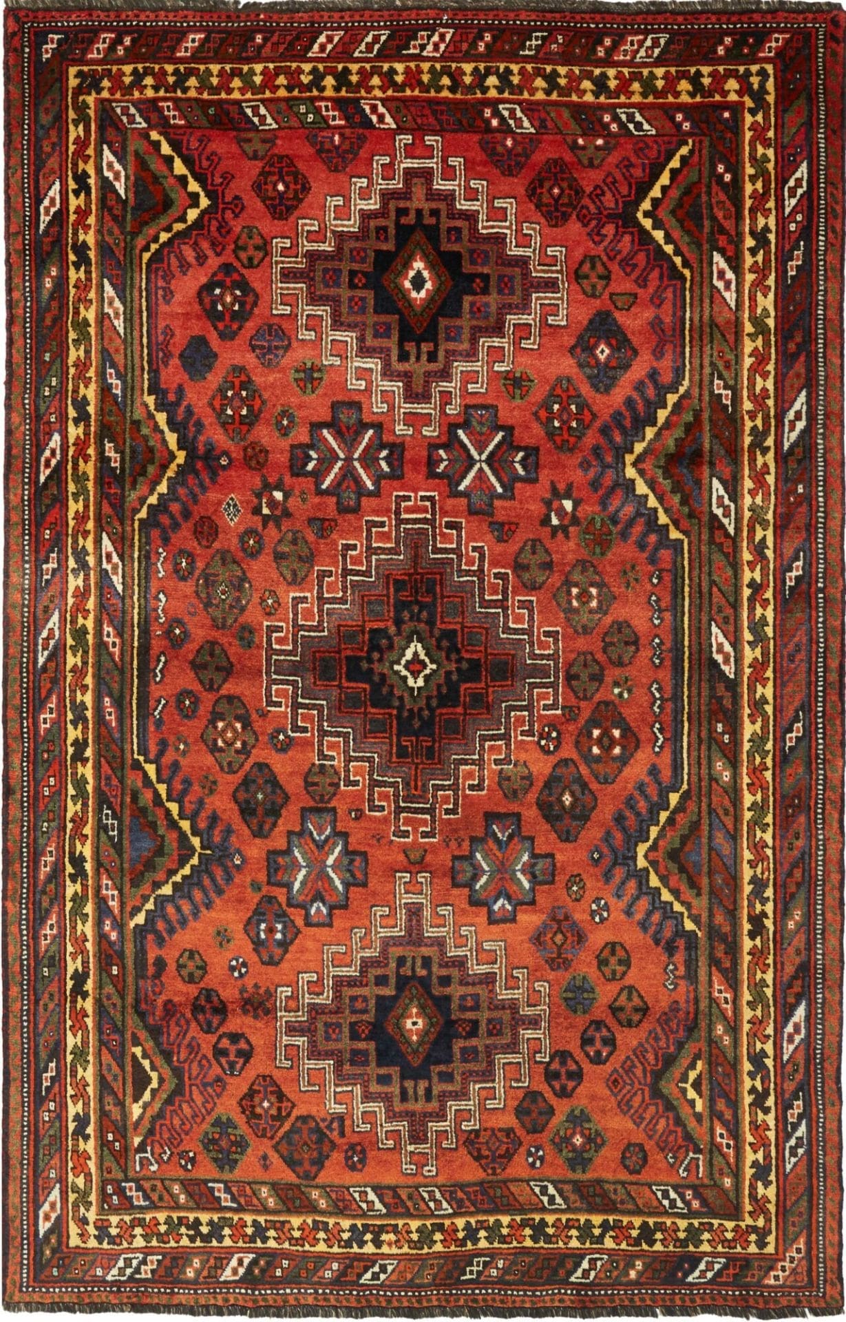 Hand-Knotted Shiraz Persian Rug, 163 × 250 cm, Wool
