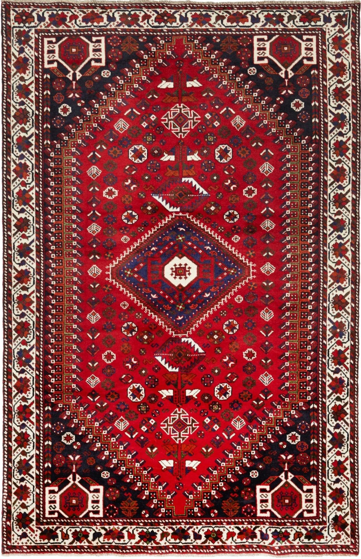 Hand-Knotted Shiraz Persian Rug, 165 × 252 cm, Wool