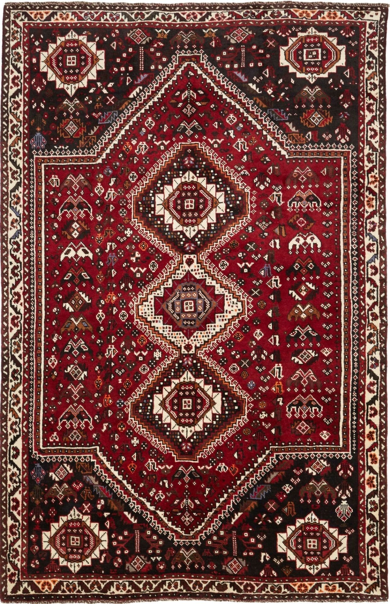 Hand-Knotted Shiraz Persian Rug, 170 × 261 cm, Wool