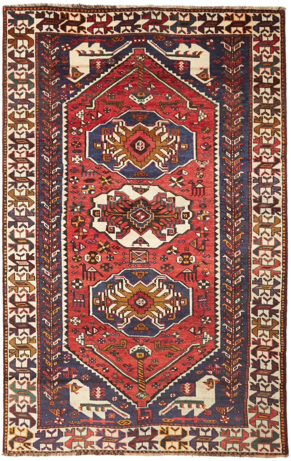 Hand-Knotted Shiraz Persian Rug, 163 × 252 cm, Wool