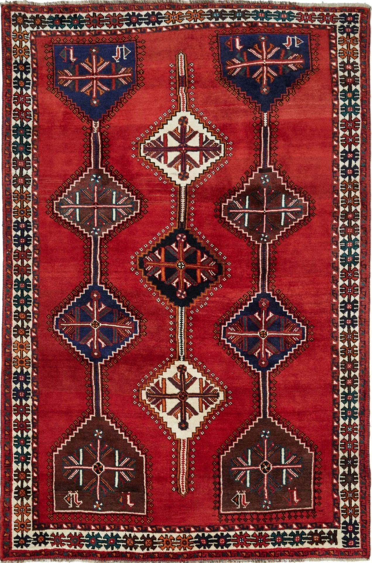 Hand-Knotted Shiraz Persian Rug, 168 × 252 cm, Wool