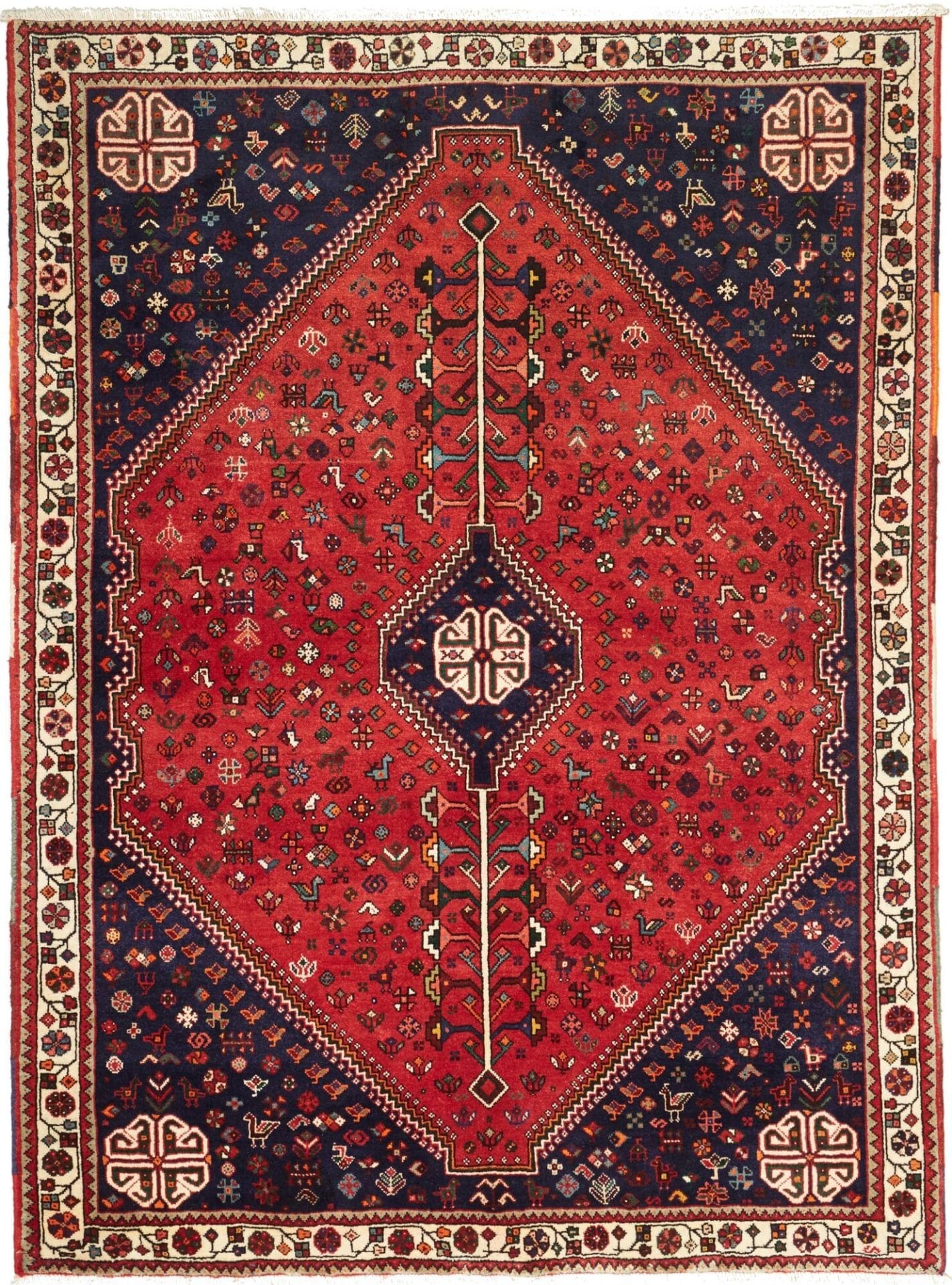 Hand-Knotted Qashqai Persian Rug, 165 × 220 cm, Wool
