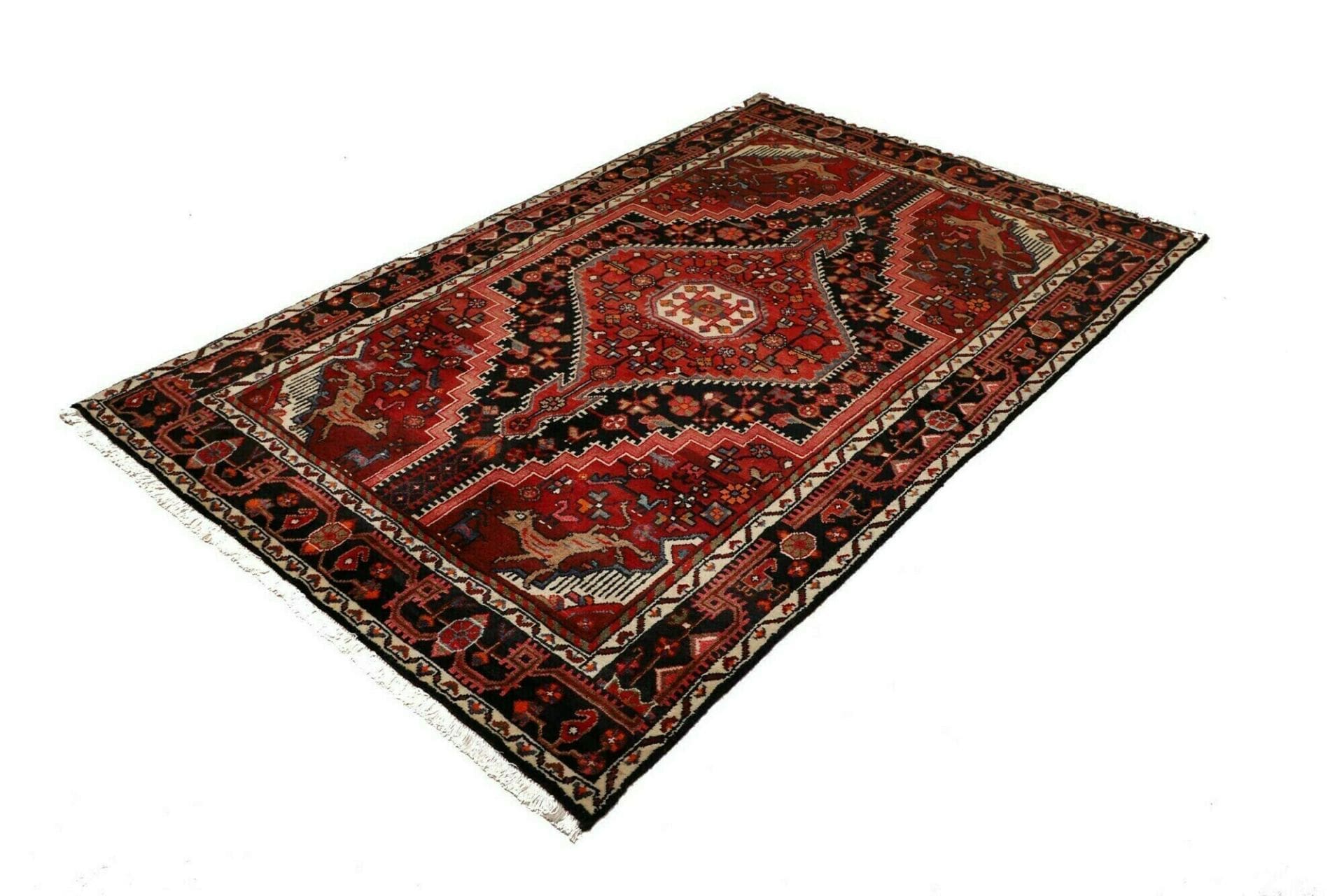 Alternative view of Hamadan Persian Rug 143 × 220 cm in Wool, hand-knotted
