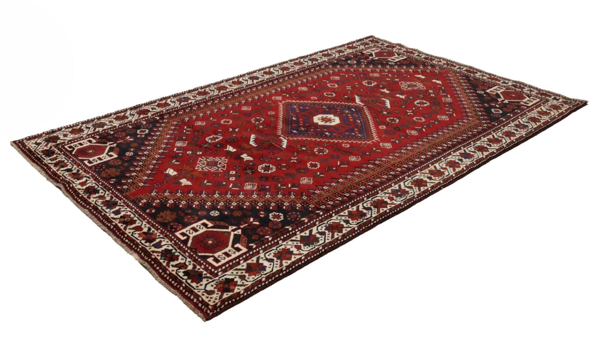 Alternative view of Hand-Knotted Shiraz Persian Rug, 165 × 252 cm, Wool