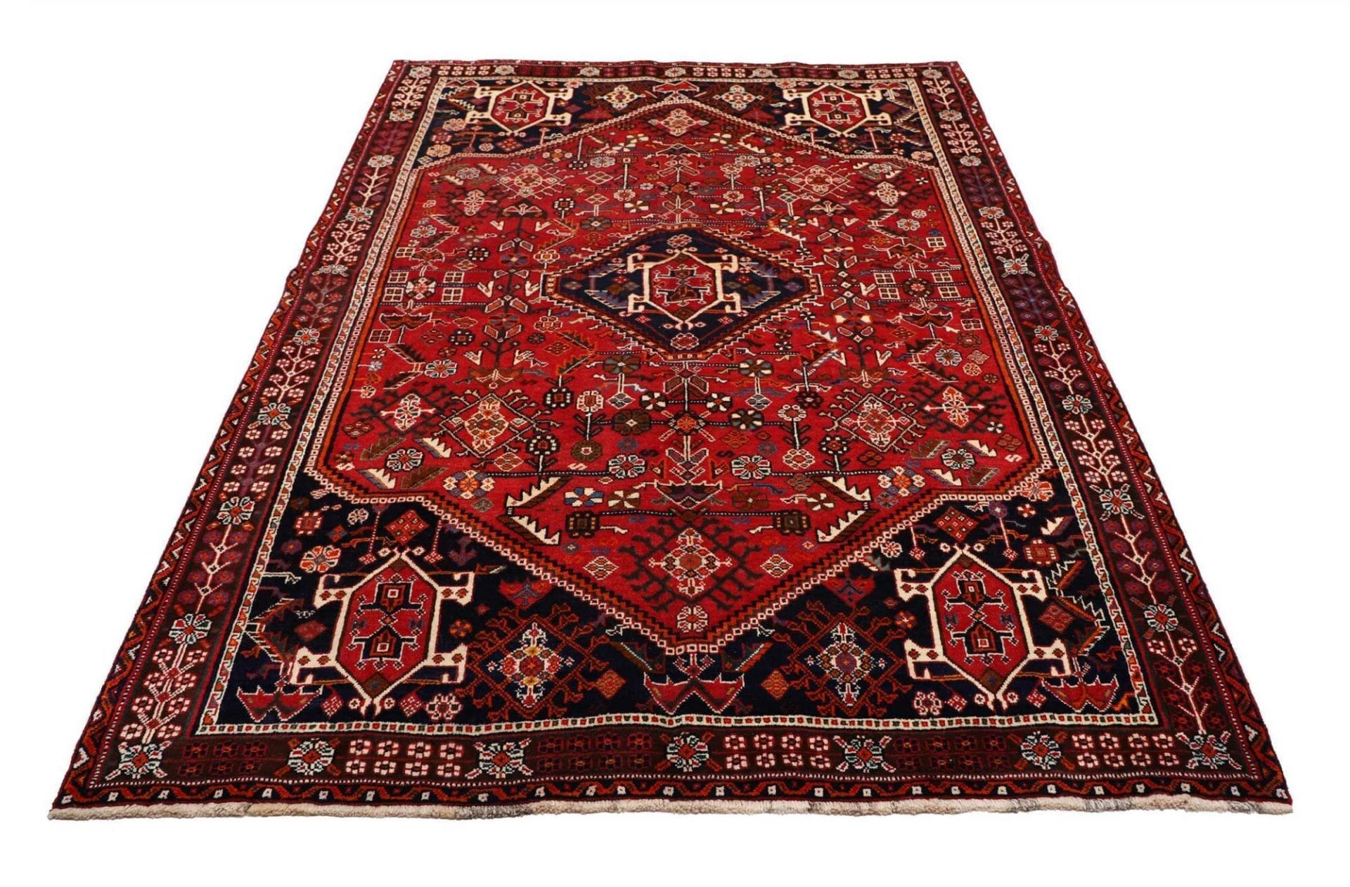 Hand-Knotted Shiraz Persian Rug, 163 × 252 cm, Wool - Image 4