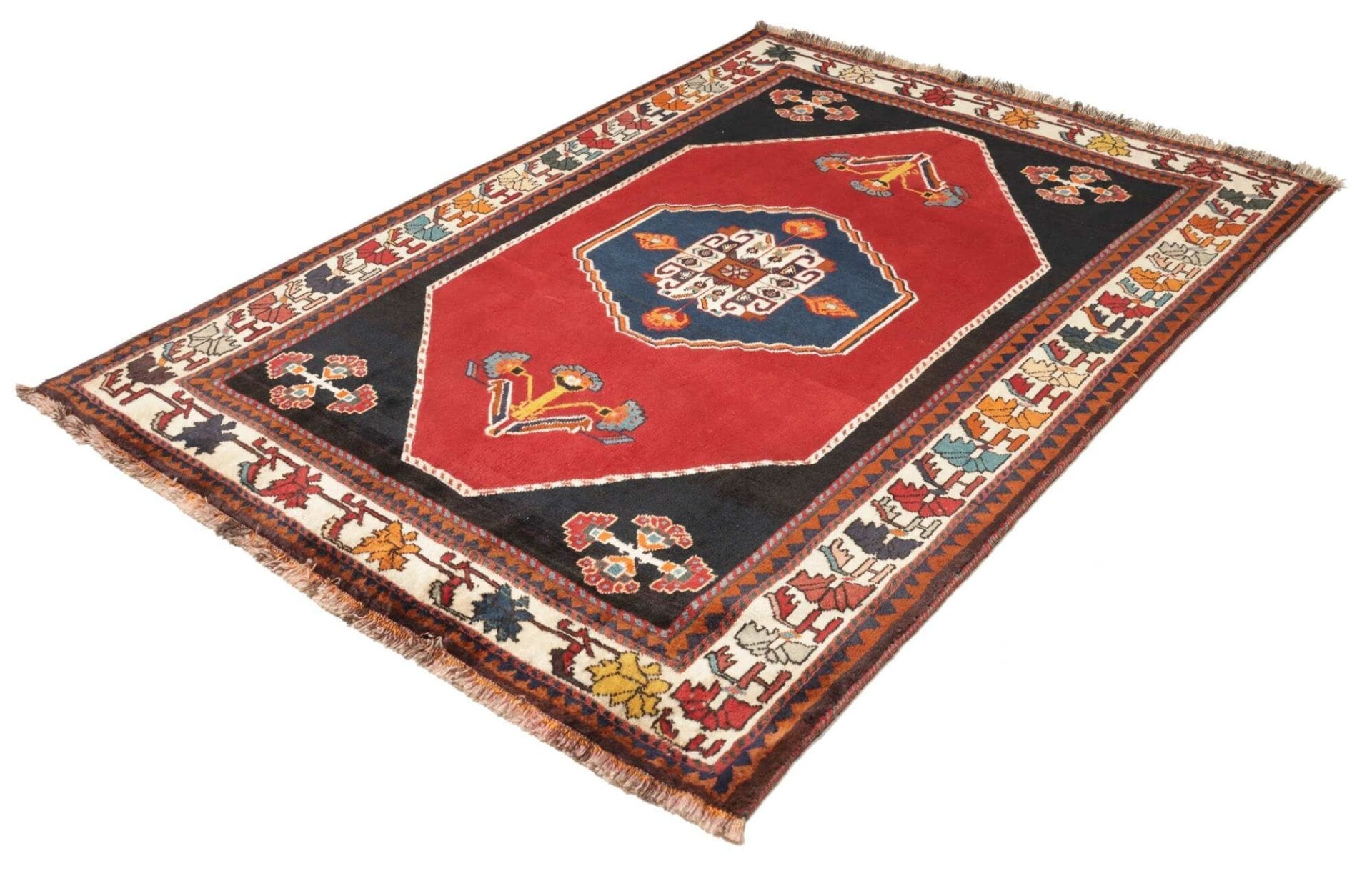 Alternative view of Hand-Knotted Qashqai Persian Rug, 153 × 206 cm, Wool