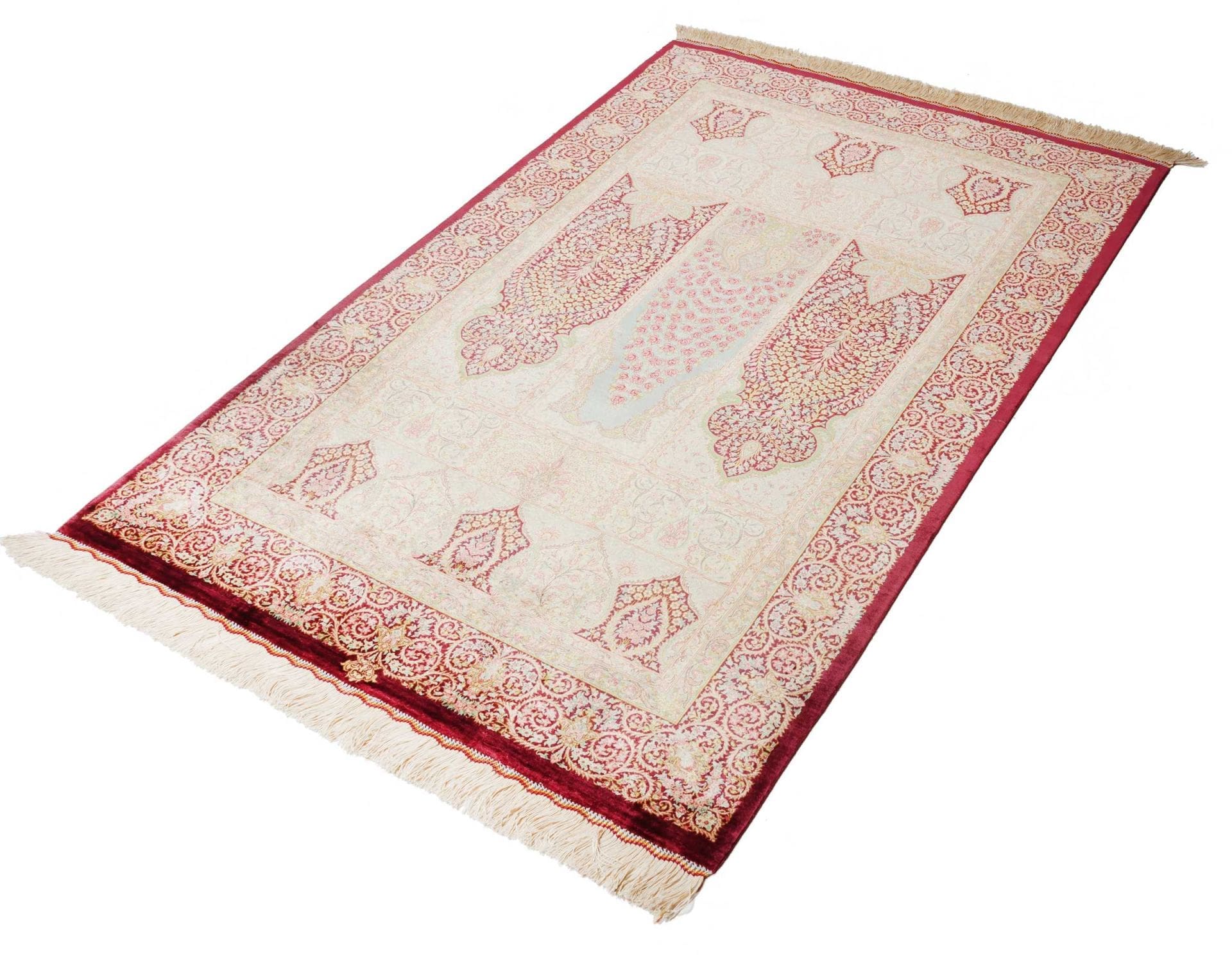 Alternative view of Hand-Knotted Qom Persian Rug, 106 × 157 cm, Silk