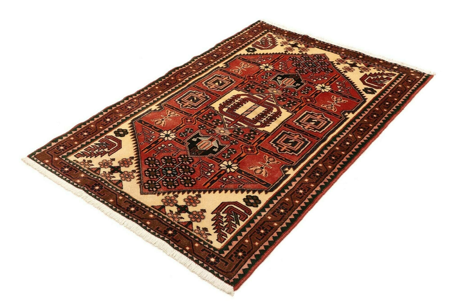 Alternative view of Wool Hamadan Herati Persian Rug 107 × 150 cm, hand-knotted