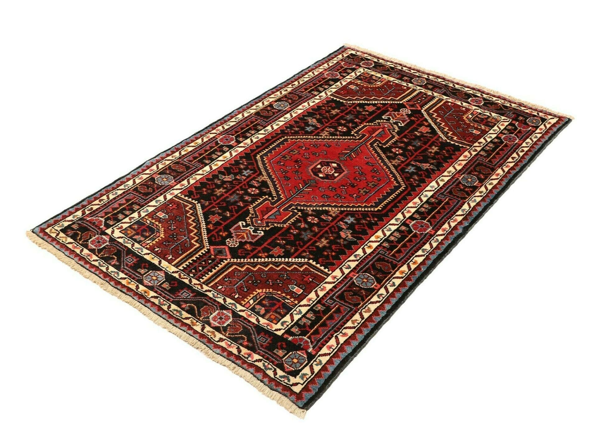 Alternative view of Hamadan Persian Rug 104 × 152 cm in Wool, hand-knotted