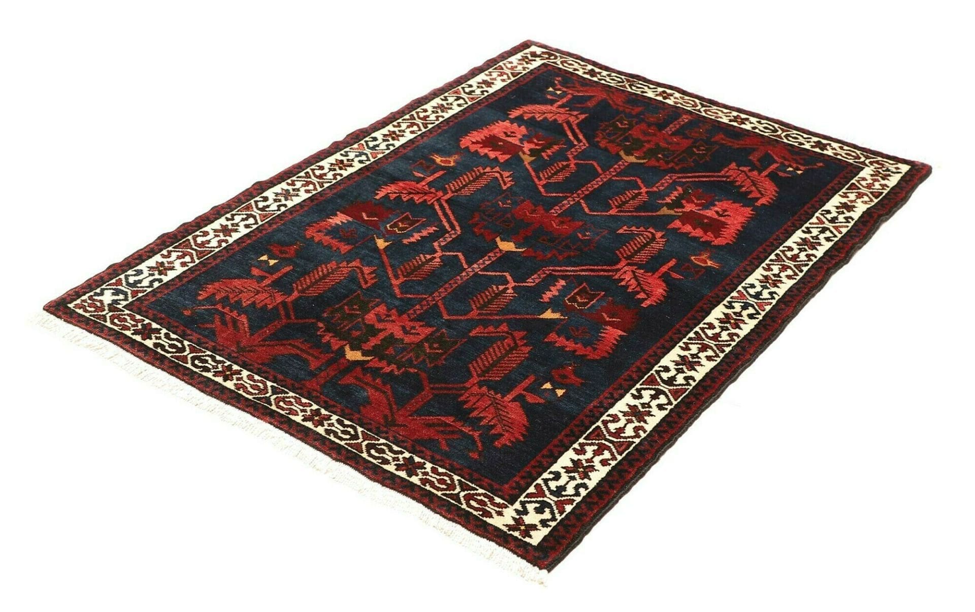 Alternative view of Wool Hamadan Herati Persian Rug 111 × 150 cm, hand-knotted