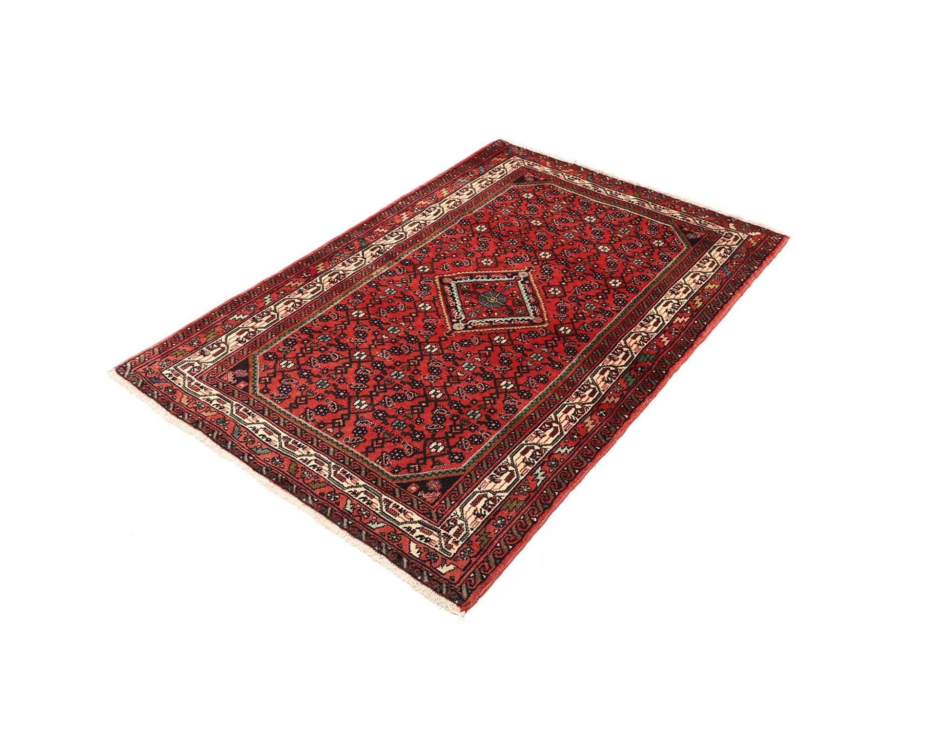 Alternative view of Hamadan Persian Rug 101 × 143 cm in Wool, hand-knotted