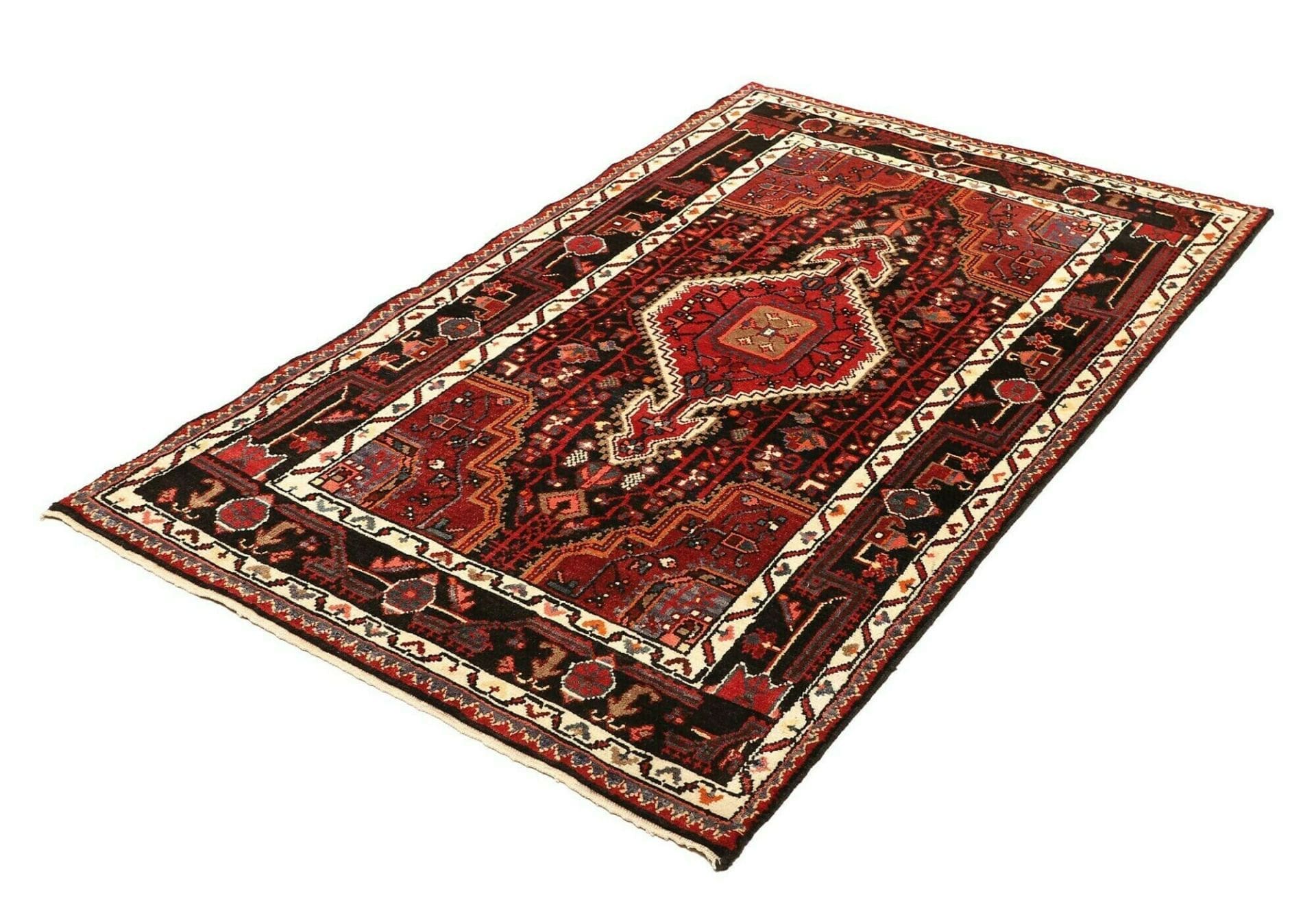 Alternative view of Hamadan Persian Rug 110 × 165 cm in Wool, hand-knotted