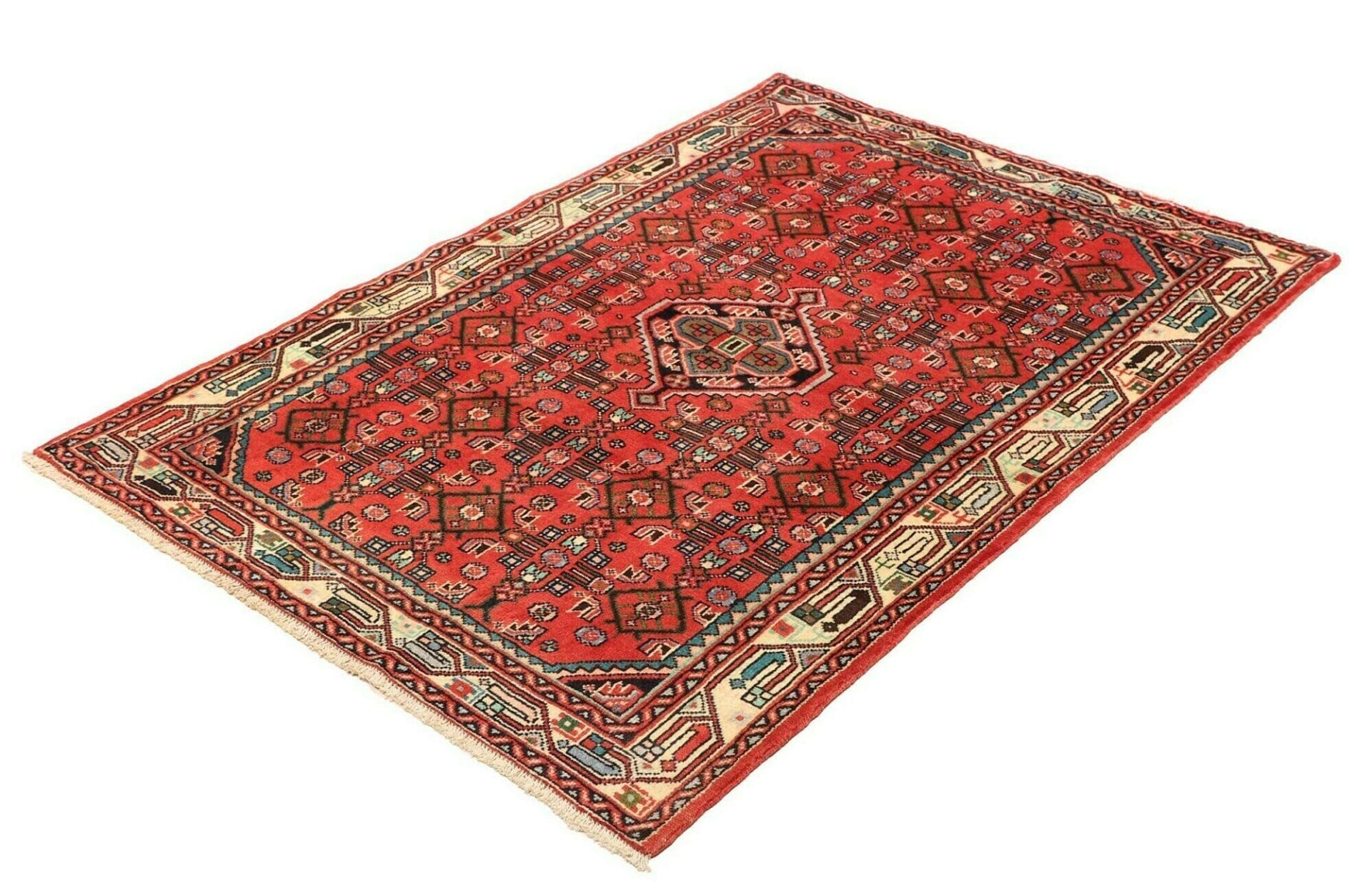 Alternative view of Hamadan Herati Persian Rug 109 × 150 cm in Wool, hand-knotted