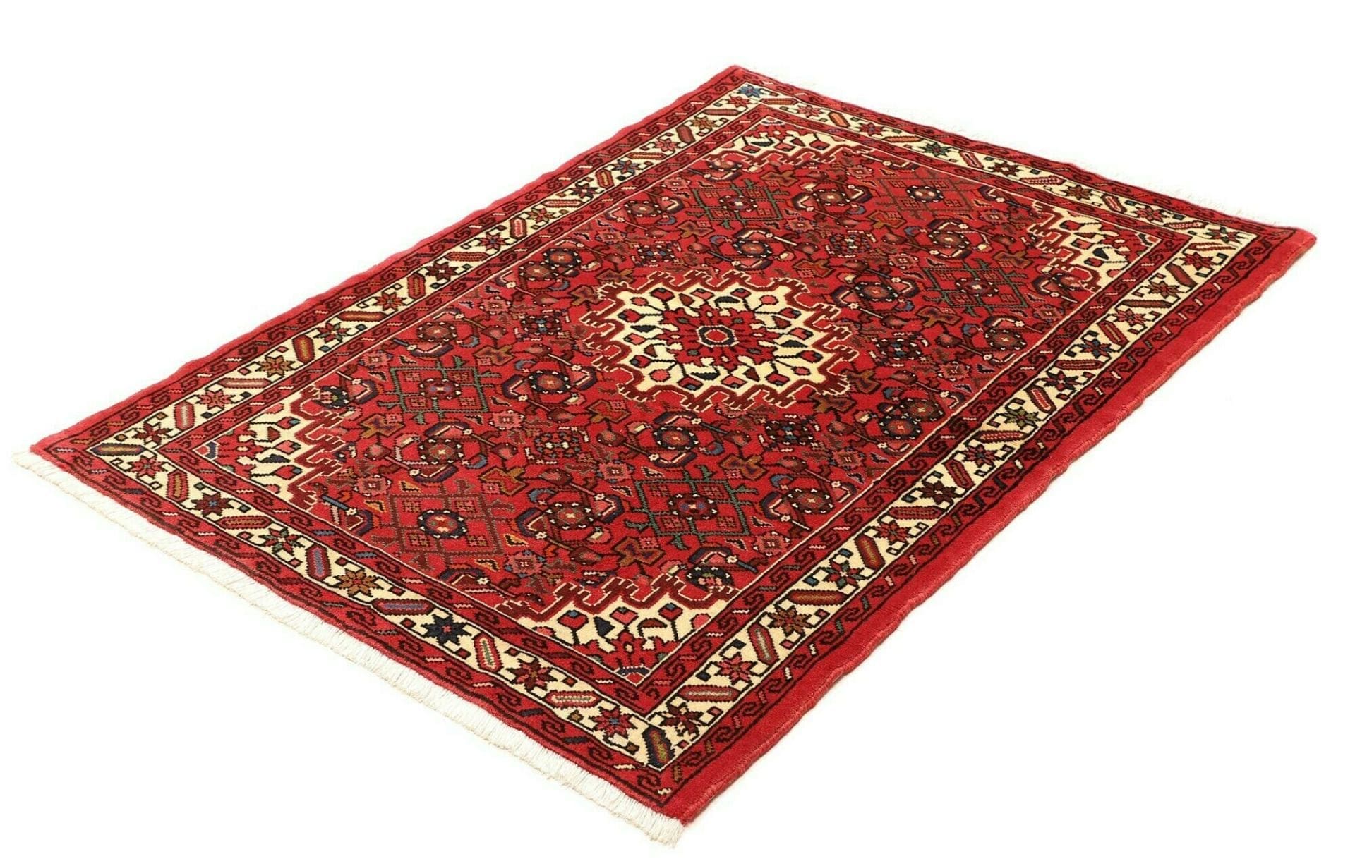 Alternative view of Hamadan Persian Rug 105 × 147 cm in Wool, hand-knotted