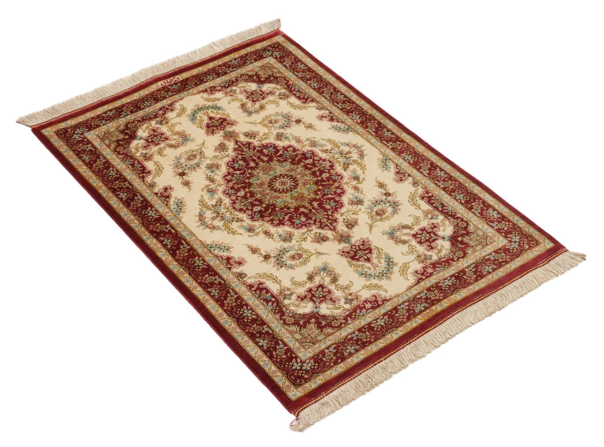 Alternative view of Silk Qom Persian Rug 63 × 87 cm, hand-knotted
