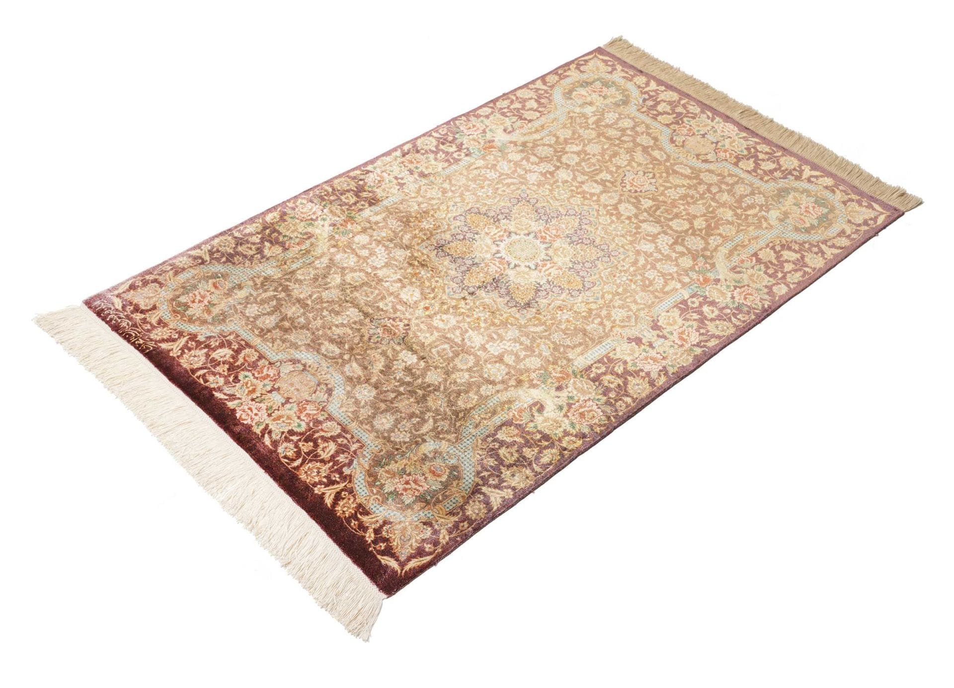 Alternative view of Qom Persian Rug 80 × 121 cm in Silk, hand-knotted