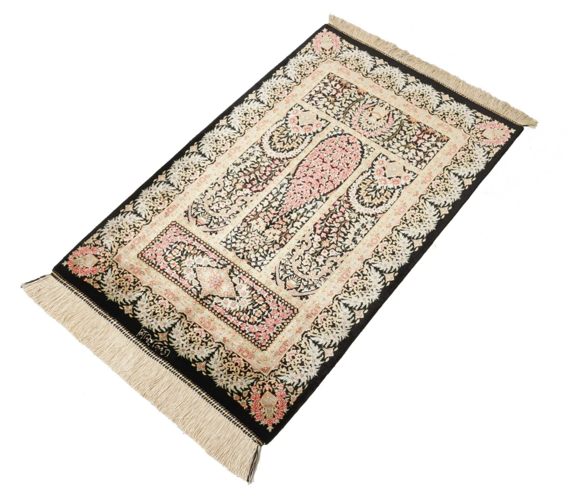 Alternative view of Hand-Knotted Qom Persian Rug, 63 × 93 cm, Silk