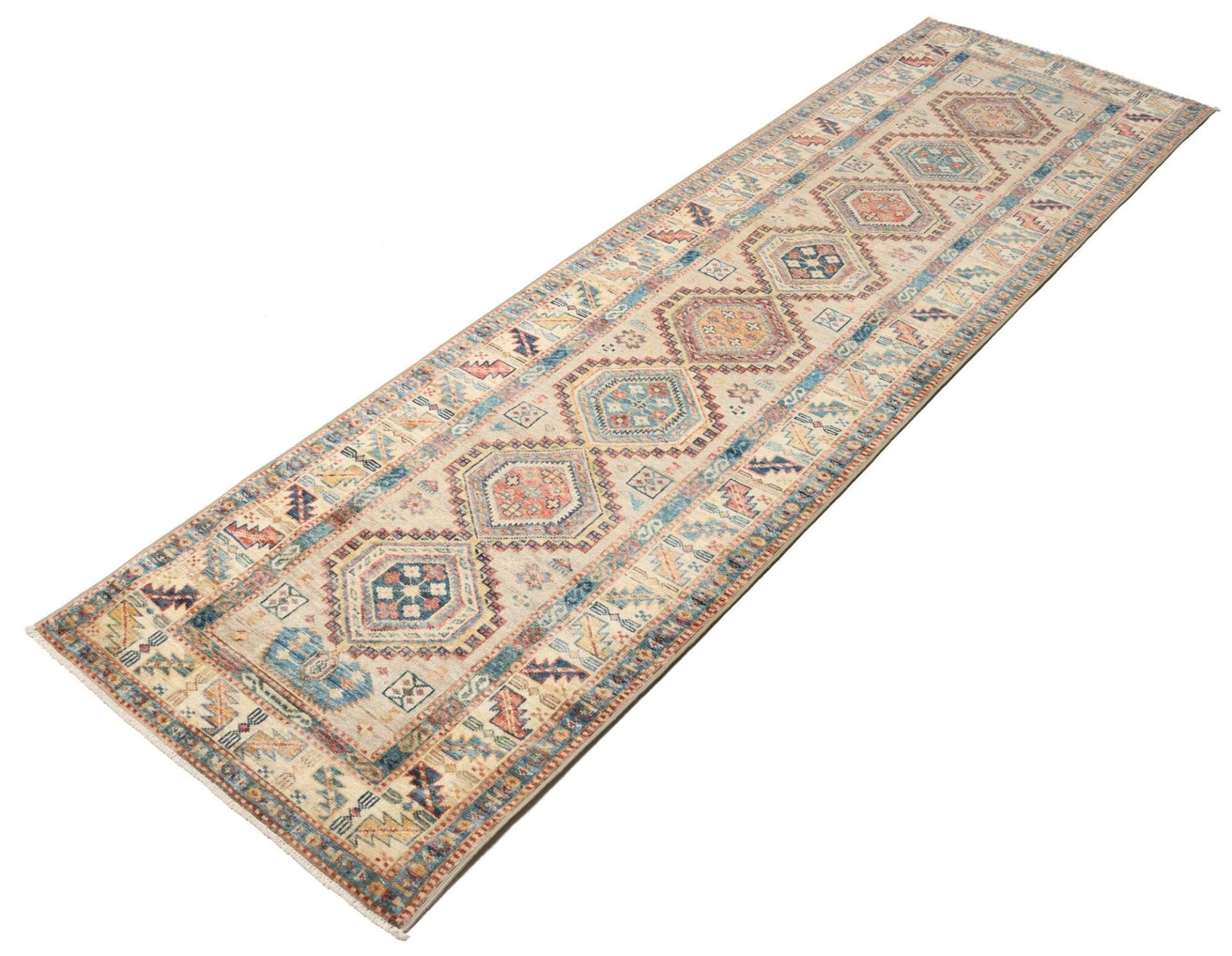 Alternative view of Kazak Pakistani Rug 78 × 252 cm in Wool, hand-knotted