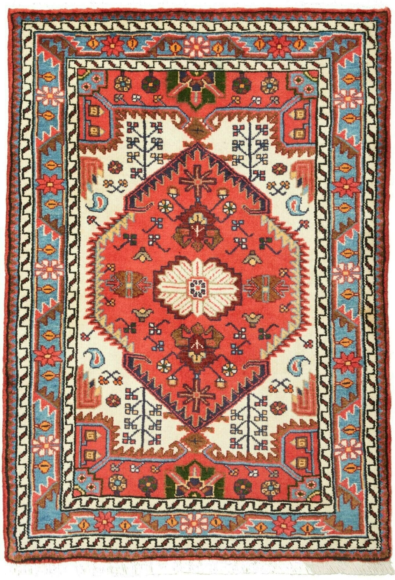 Wool Hamadan Herati Persian Rug 89 × 125 cm, hand-knotted