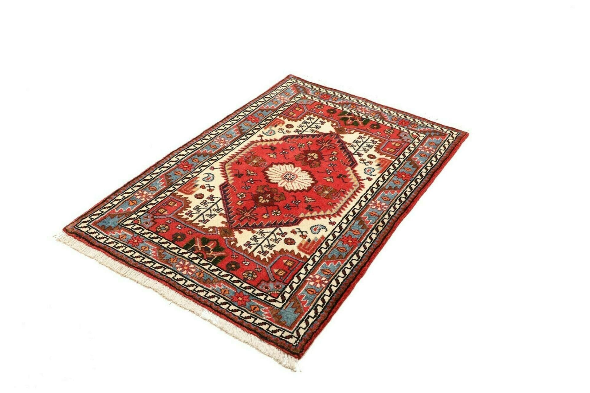 Alternative view of Wool Hamadan Herati Persian Rug 89 × 125 cm, hand-knotted