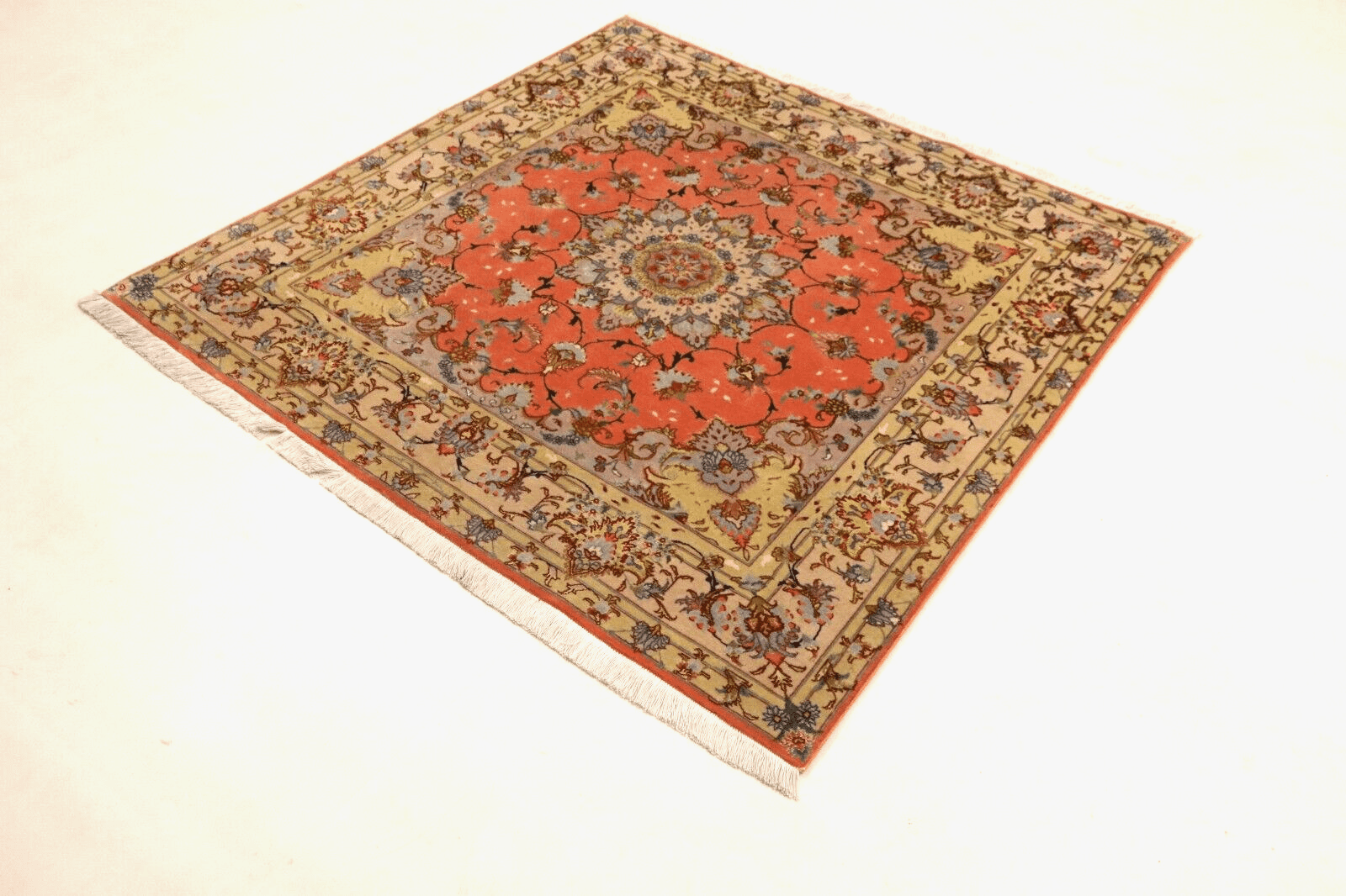 Alternative view of Hand-Knotted Tabriz Persian Rug, 152 × 151 cm, Wool & Silk