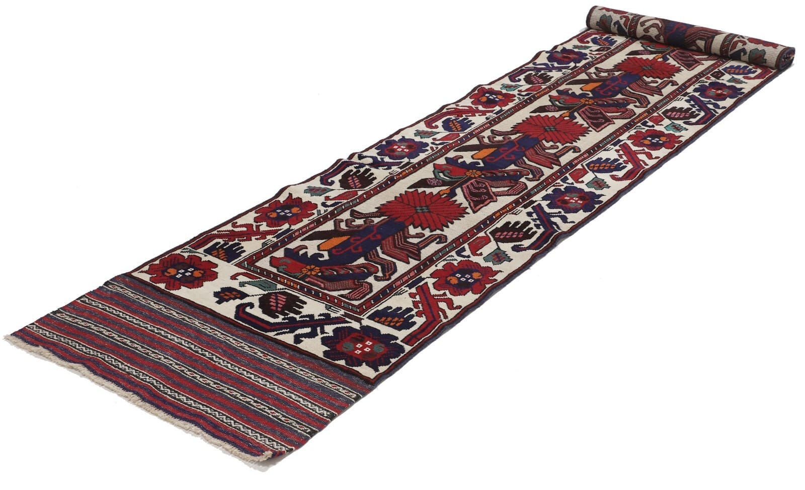 Alternative view of Hand-Woven Kilim Afghan Rug, 373 × 80 cm, Wool