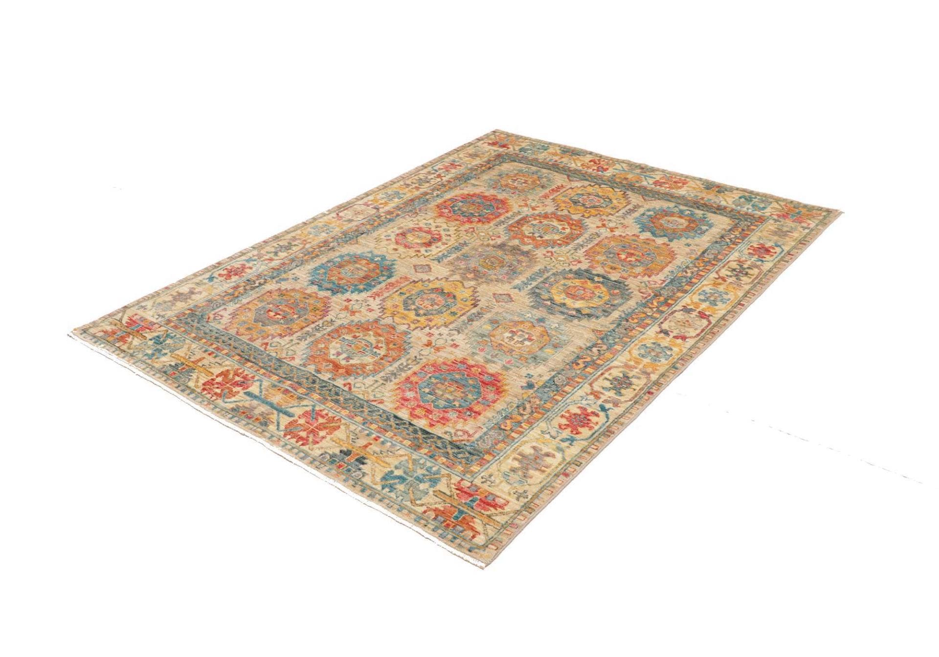 Alternative view of Hand-Knotted Samarkand Pakistani Rug, 150 × 198 cm, Wool