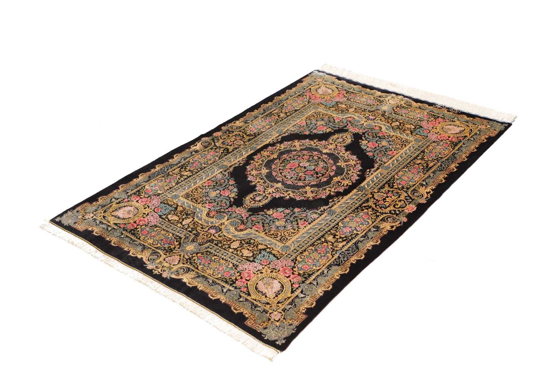 Alternative view of Silk Qom Persian Rug 103 × 150 cm, hand-knotted