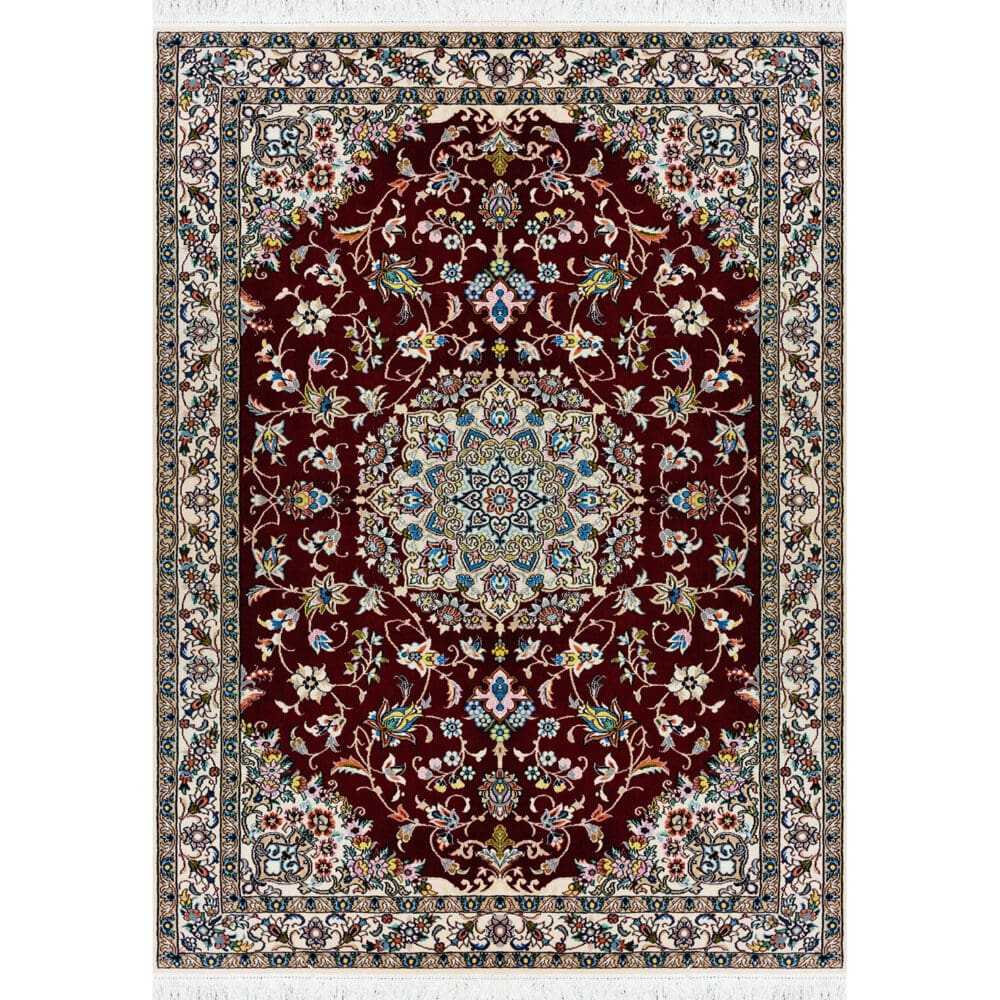 Hand-Knotted Nain Persian Rug, 155 × 215 cm, Wool & Silk