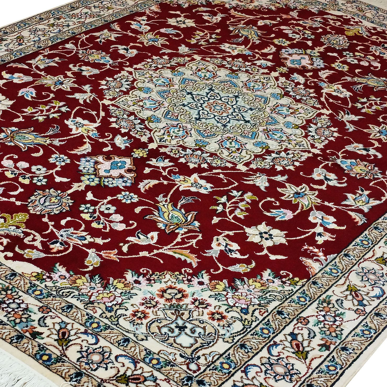 Alternative view of Hand-Knotted Nain Persian Rug, 155 × 215 cm, Wool & Silk