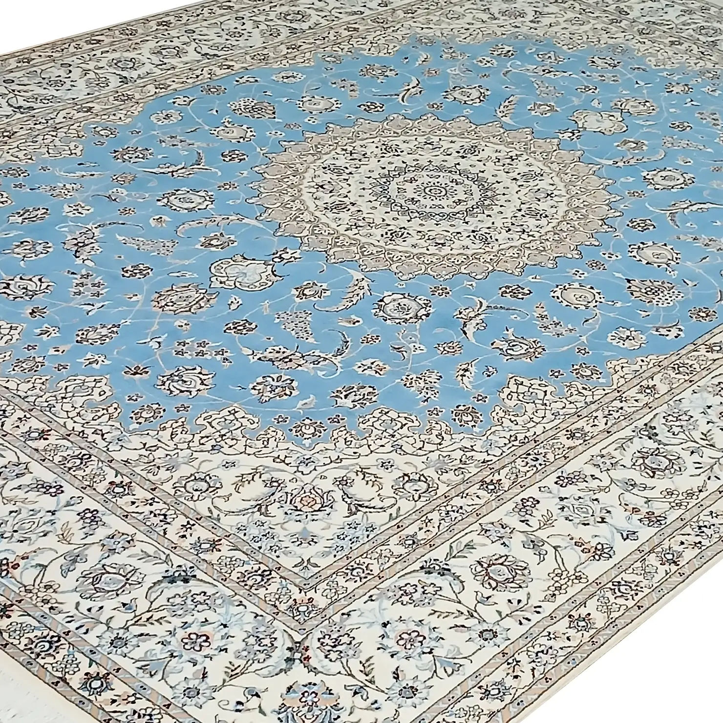 Alternative view of Wool & Silk Nain Persian Rug 254 × 354 cm, hand-knotted