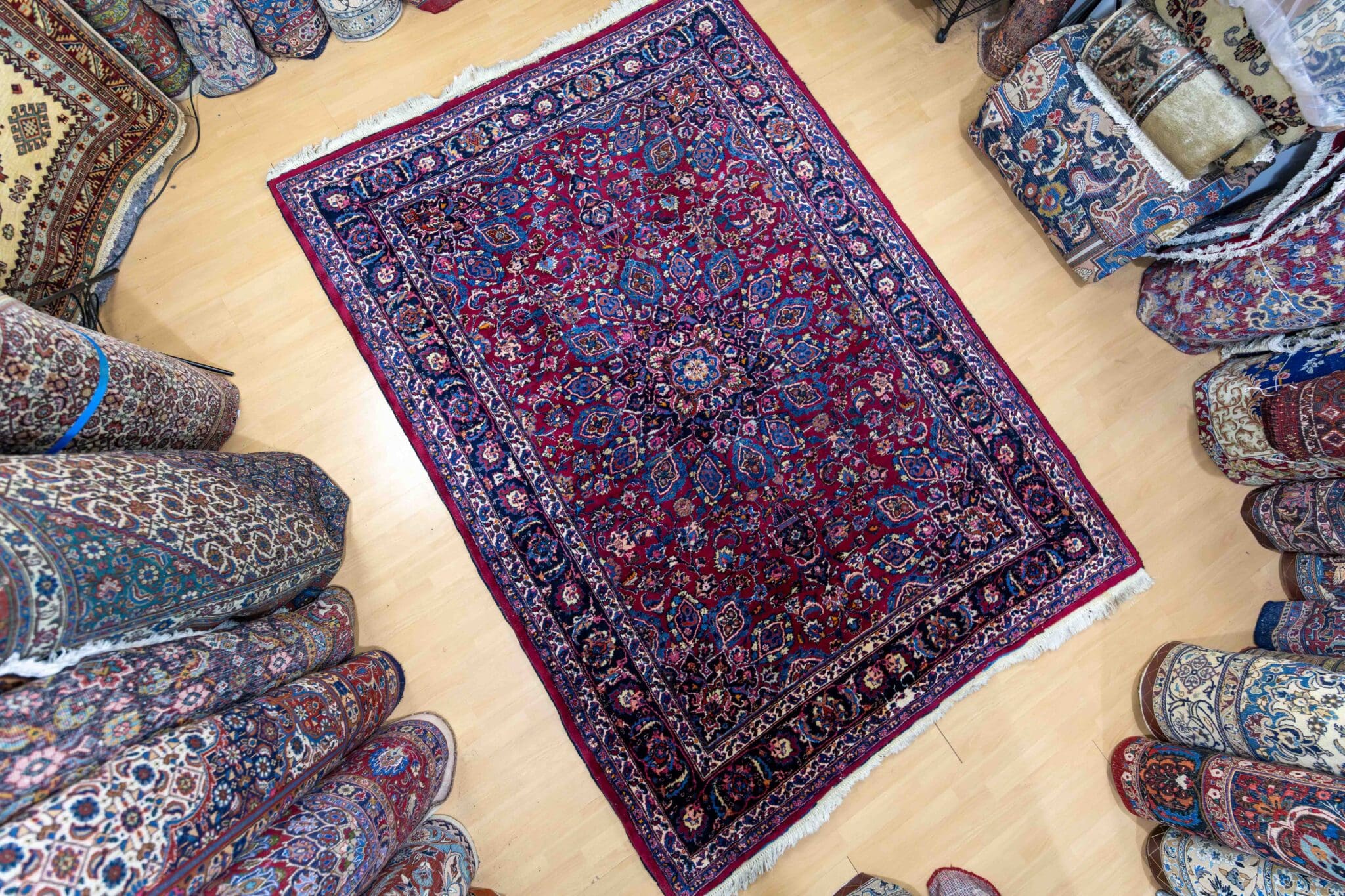 Alternative view of Hand-Knotted Mashhad Persian Rug, 283 × 200 cm, Wool