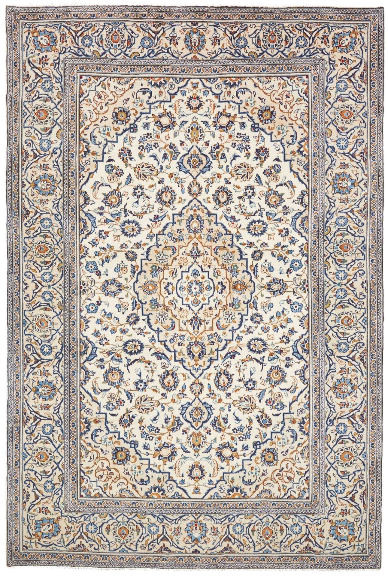 Hand-Knotted Kashan Persian Rug, 203 × 302 cm, Wool