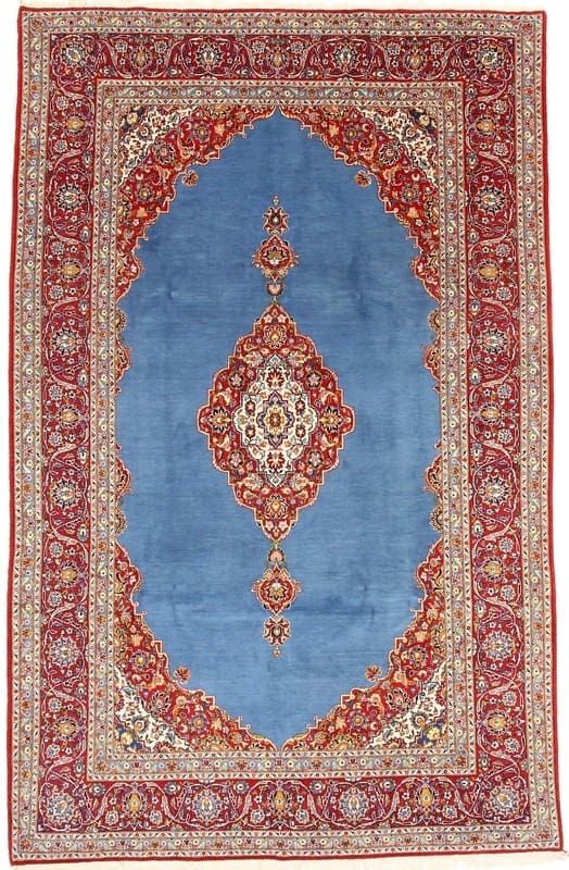 Hand-Knotted Kashan Persian Rug, 354 × 237 cm, Wool