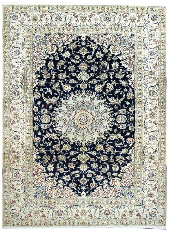 Wool & Silk Nain Persian Rug 341 × 257 cm, hand-knotted