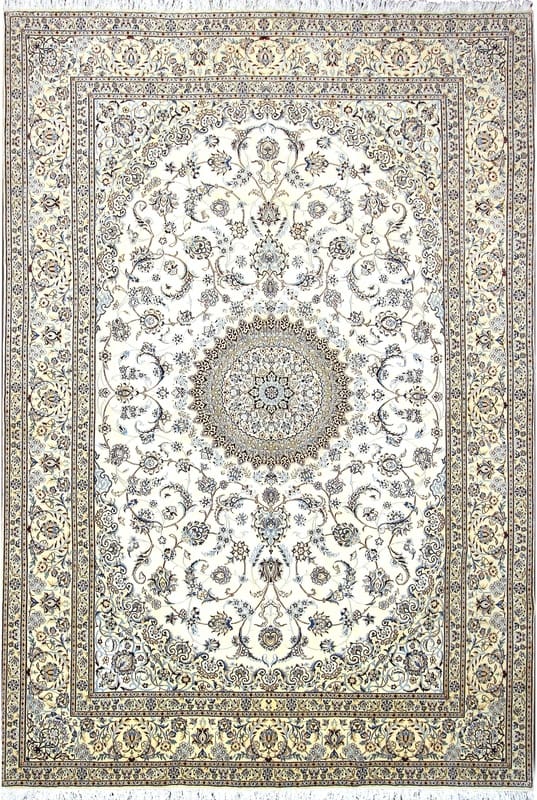 Hand-Knotted Nain Persian Rug, 365 × 247 cm, Wool & Silk