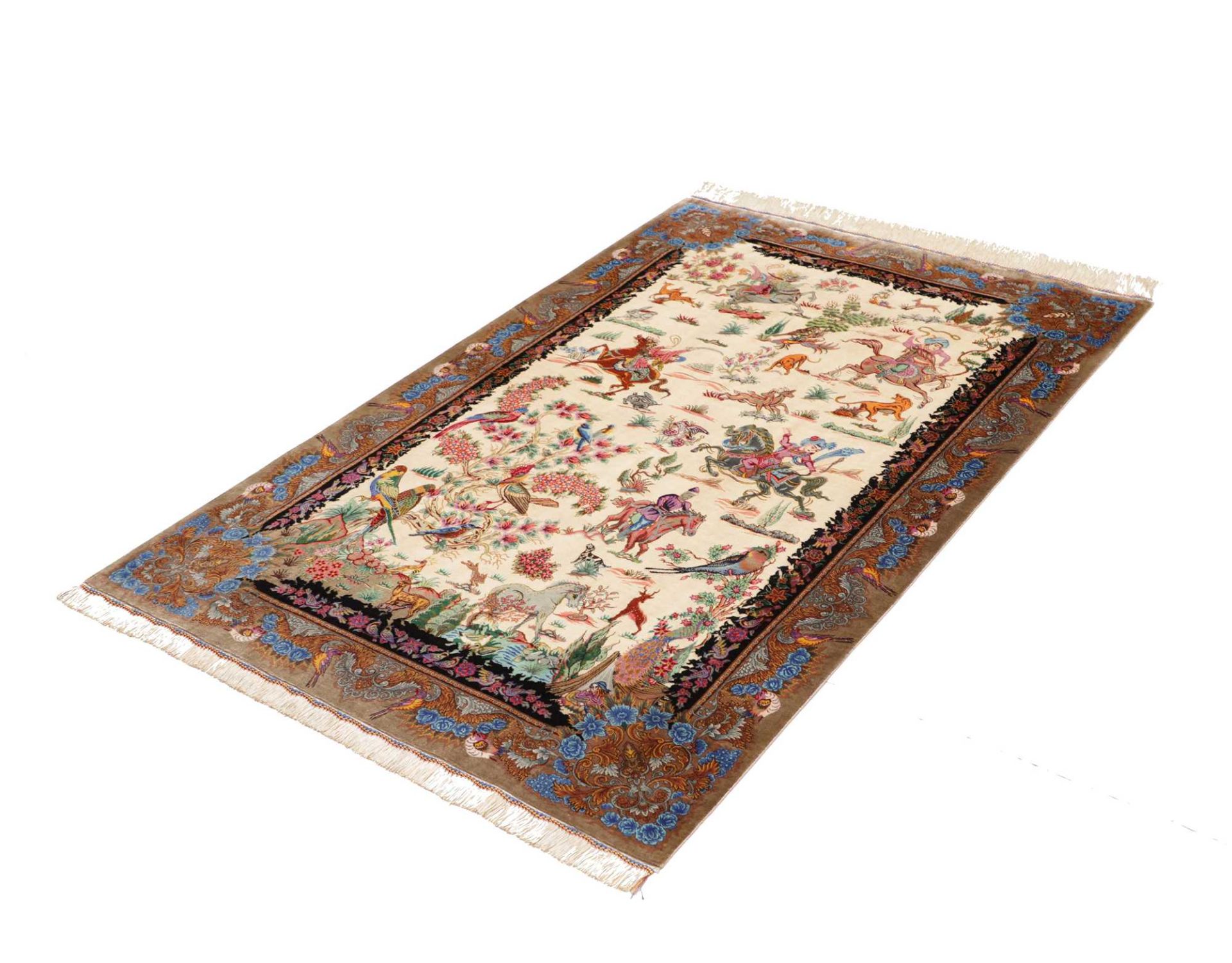 Alternative view of Qom Persian Rug 101 × 149 cm in Silk, hand-knotted
