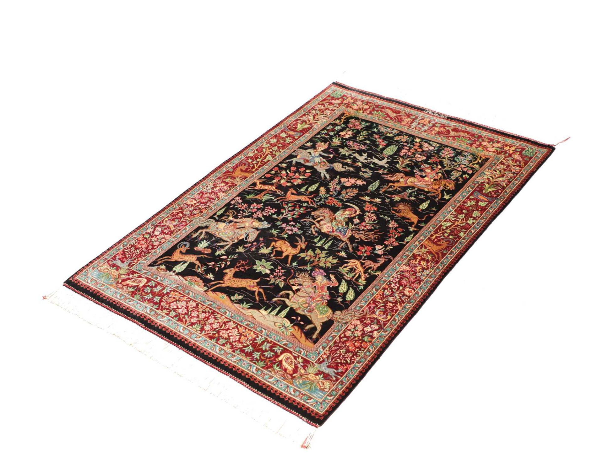 Alternative view of Silk Qom Persian Rug 79 × 116 cm, hand-knotted
