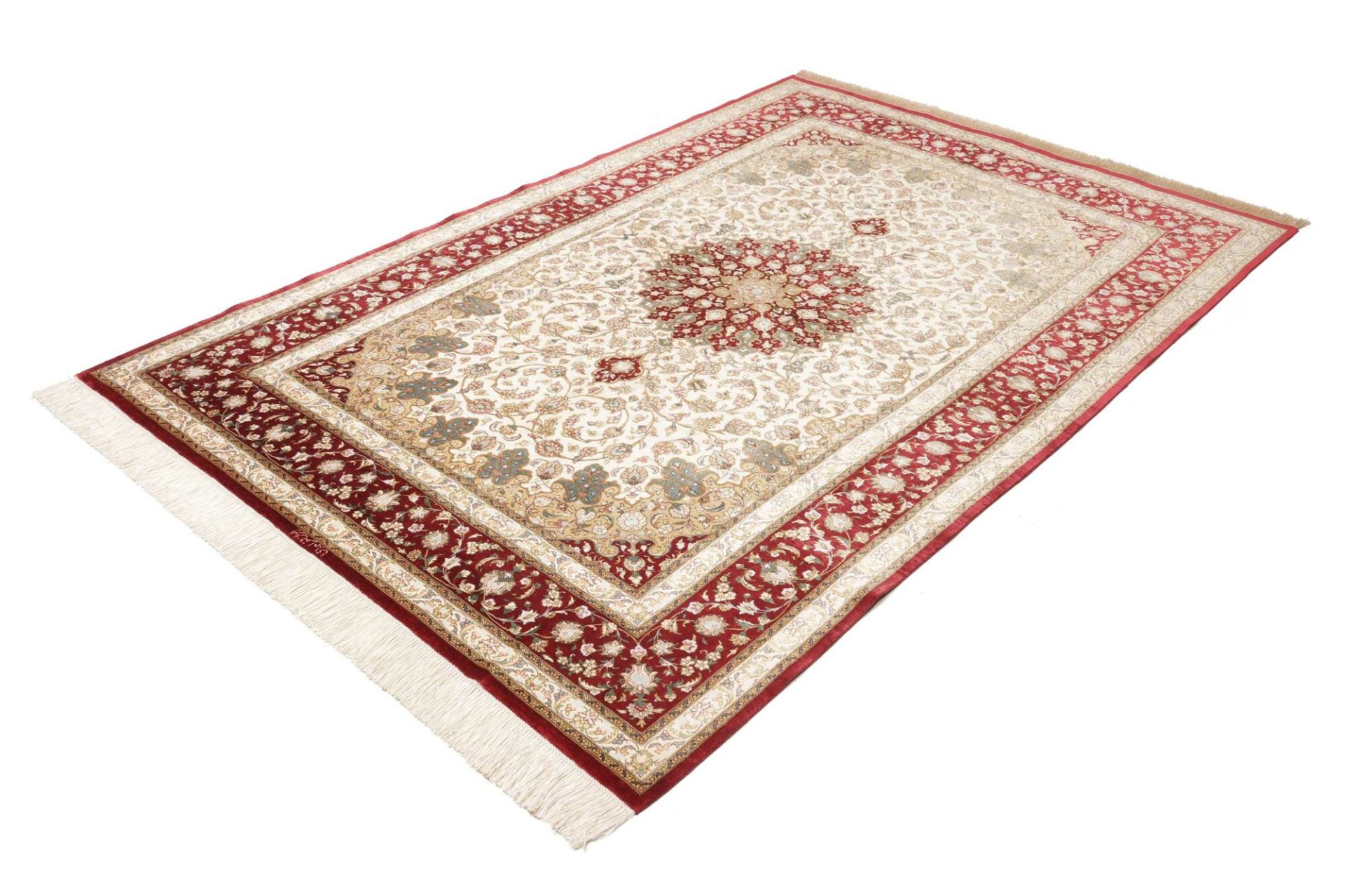 Alternative view of Qom Persian Rug 155 × 232 cm in Silk, hand-knotted