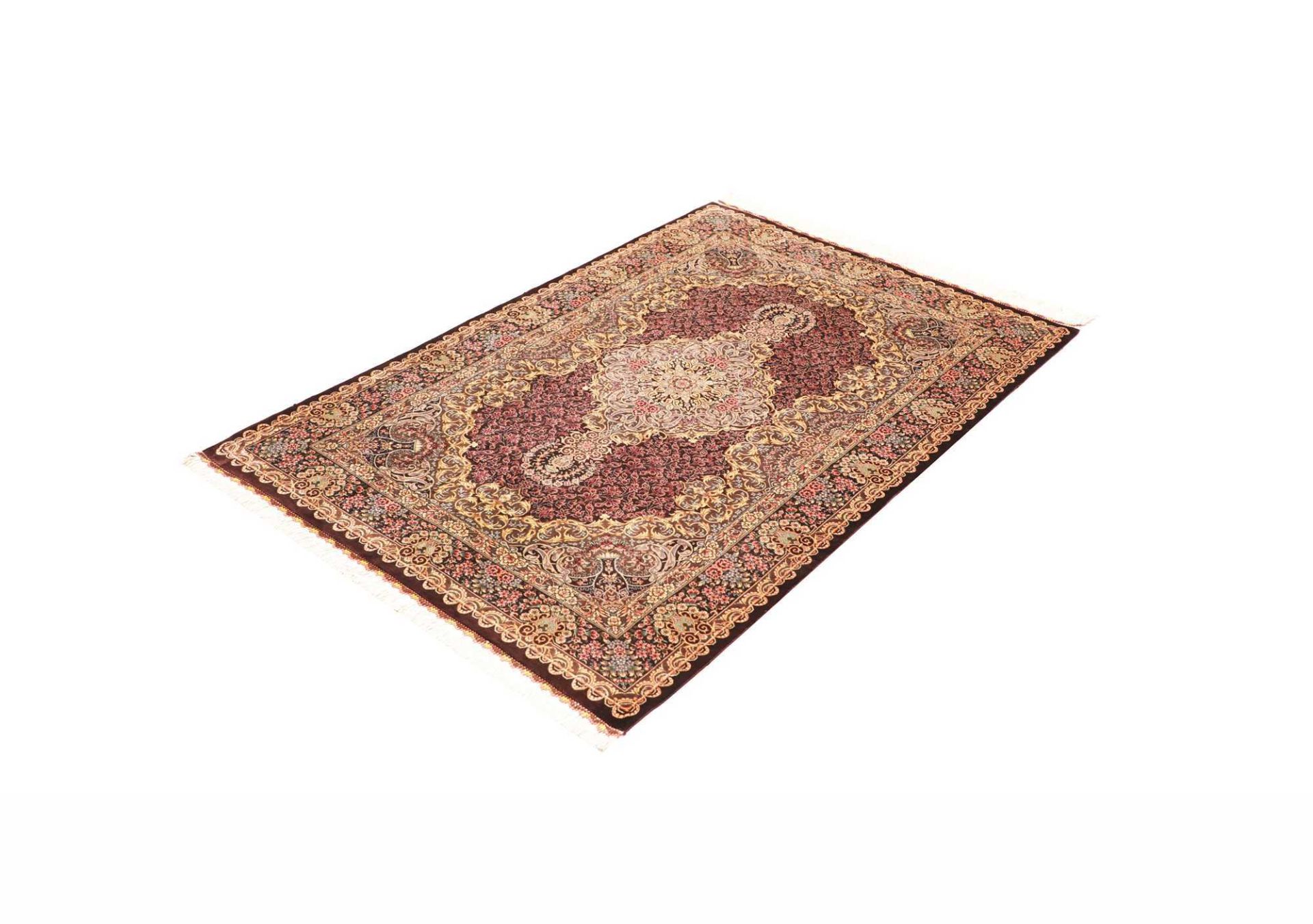 Alternative view of Qom Persian Rug 104 × 147 cm in Silk, hand-knotted
