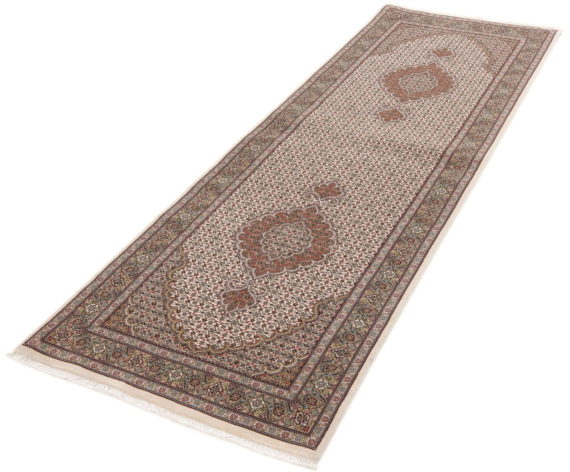 Alternative view of Tabriz Persian Rug 81 × 256 cm in Wool & Silk, hand-knotted