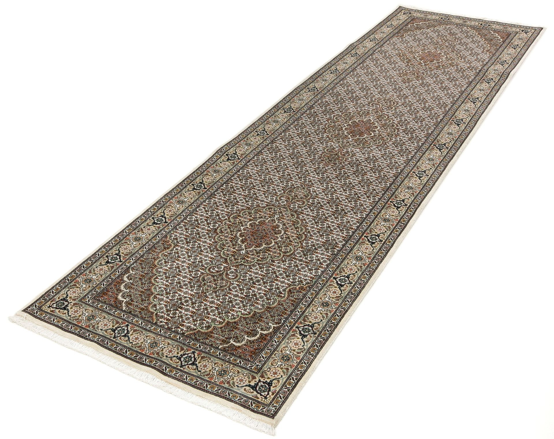 Alternative view of Wool & Silk Tabriz Persian Rug 80 × 292 cm, hand-knotted