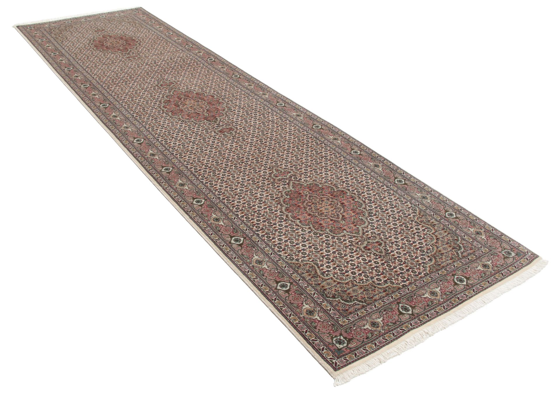 Alternative view of Wool & Silk Tabriz Persian Rug 80 × 297 cm, hand-knotted
