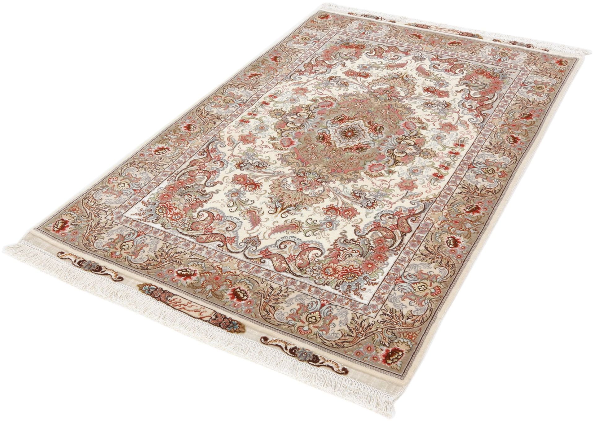 Alternative view of Tabriz Persian Rug 100 × 160 cm in Wool & Silk, hand-knotted