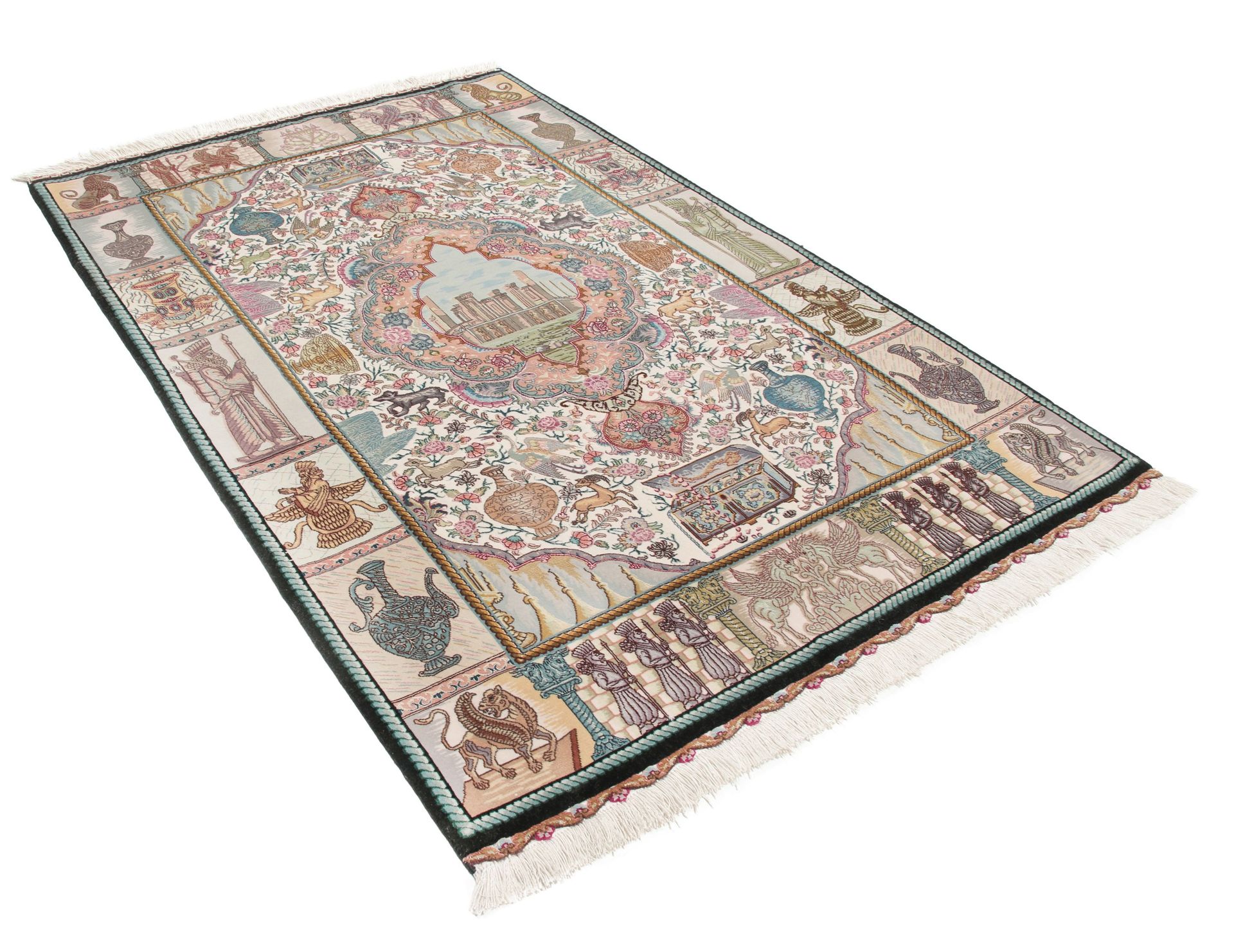 Alternative view of Tabriz Persian Rug 100 × 153 cm in Wool & Silk, hand-knotted